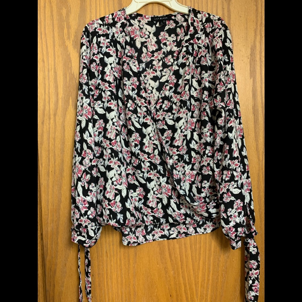 Black floral blouse